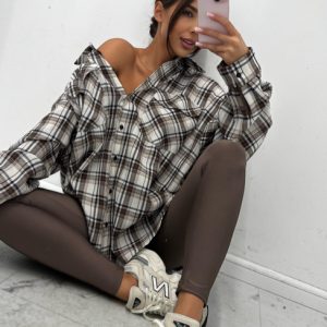 KOSZULA W KRATĘ EMO BRĄZ