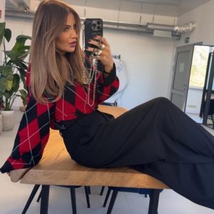 SWETER W ROMBY EMO CZERWONY